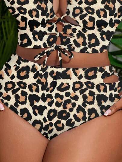SHEIN Slayr CURVE 2025 新年派对性感动物印花加大码比基尼泳裤夏季