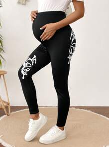 SHEIN Maternity Casual Wing Print High Waist Leggings