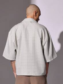 SUMWON Designer Summer Button Down Shirt Lightweight Vintage Check Plaid Casual Oversized Short Sleeve Business Leisure Classic Streetwear Urban Fashion