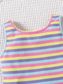SHEIN Colorful Knit Sleeveless Tank Top, Casual Everyday Wear For Girls - Multicolor - View 4