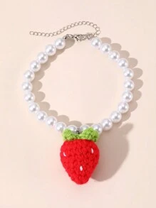 PETSIN 1pc Cute Medium-Small Pet Faux Pearl Pendant Pet Necklace Accessory - Multicolor - View 5