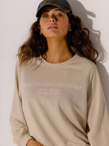 Aralina 超级拉绒轻质奶油色图案圆领羊毛休闲运动衫 - 灰色 - 查看 3