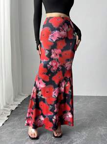 Chiquease 女士优雅花卉印花长款美人鱼裙 - 彩色 - 查看 4