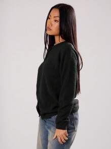 MUSERA Loose Fit Button Up Cardigan Spring Y2K 90's Casual Cute Oversized Airport Holiday Back To School Winter Everyday Work Office Chic Sweater Spring - Black - View 2