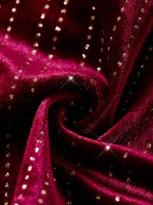 SHEIN Clasi Red Gold Foil Print Sleeveless Fitted Mid-Length Dress, New Year Eve Going Out Outfit For Women New Years Women Outfit New Years Dress Women New Years Eve Attire - Red - View 9