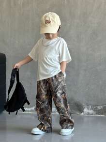 TaviRue 1 件装年轻男孩休闲运动可爱图案印花直筒裤，适合日常穿着、上学、聚会，适合春夏秋冬季节、返校和秋季服装 - 彩色 - 查看 5