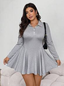 Calvaya Set de 2 piezas: Vestido tipo polo de cuello alto sexy y elegante + Leggings para mujeres talla grande, estilo campus