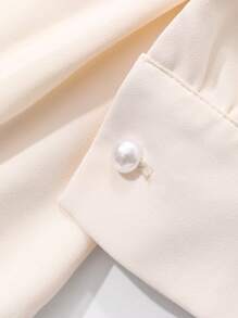 DAZY Mid-Calf Length Open Shoulder Ruffle Trim Slit Dress For Women,Fall Dress Long Sleeve Dress - Beige - View 11