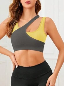 SHEIN Sports Prosty i modny biustonosz sportowy, codzienny strój - Szary - Zobacz 5