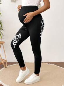 SHEIN Maternity Casual Wing Print High Waist Leggings