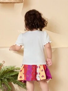2pcs/Set Baby Girl Outfit - Multicolor - View 2