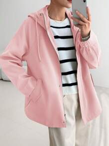 EastFlair Korean Fashion Women's Hooded Multi-Function Trench Coat In Fall/Winter - Pink - View 3