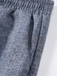 Manfinity Homme Bộ đồ đi làm thường ngày cho nam, áo sơ mi và quần ngắn tay cài khuy đơn màu trơn, trang phục thoải mái - Màu xám đen - Xem 4