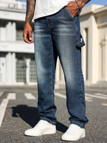 Manfinity Homme Men's Casual Pocket Jeans - Blue - View 3