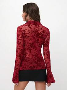 TRNVIE Women Front Button Long Sleeve Shirt Collar Minimalist Casual Blouse, Everyday Wear