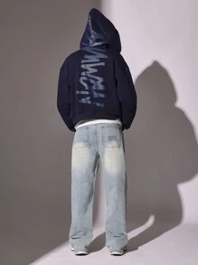 SUMWON 男女通用短款拉链连帽衫街头运动休闲运动衫带抽绳连帽衫秋冬时尚