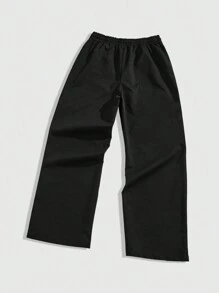 ROMWE MEN Goth Men's Cross Print Drawstring Waist Wide Leg Casual Pants