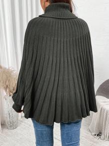 SHEIN LUNE Plus Size High Neck Pleated Loose Pullover Cape Style Sweaterbusiness Casual Woman,Holiday Outfits,Country Tops
