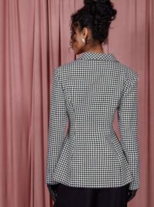 COSMINA 春夏季优雅女士格纹收腰西装外套 - 黑與白 - 查看 2