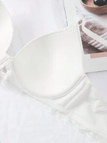 Minimalist Smooth Thin Underwire Push-Up & Side Enhancing Bra - White - View 5