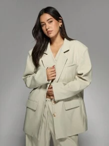 MISSGUIDED Blazer premium oversize, giacca da abito professionale per l'ufficio, con doppio petto e bavero, abbigliamento da lavoro adatto per autunno, inverno e primavera - Verde - Visualizzare 1