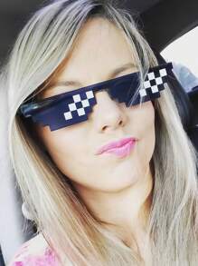 SHEIN 4pcs Party Sunglasses 8-Bit Pixelated Mosaic Gamer Mlg Photo Prop Glasses For Adults And Teenagers - Multicolor - View 5