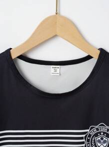 2er Set Teenager Jungen Lässig Karomuster Flammhemmend Kurzarm T-Shirt und weite Hose Pyjamas, bequem - Schwarz - Übersicht 5