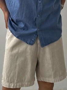 DAZY Men's Casual Khaki Solid Color Denim Shorts, Summer