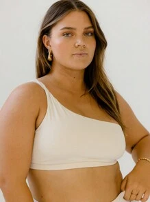 Aralina Leisurewear 极简主义象牙色柔软弹力单肩运动背心 - 駝色 - 查看 5