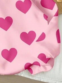 SHEIN Leap Crew Tween 女童休闲宽松心形印花长袖连帽运动衫