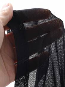 DAZY 女士网纱透视吊带连衣裙，返校季长款连衣裙 - 黑色 - 查看 7