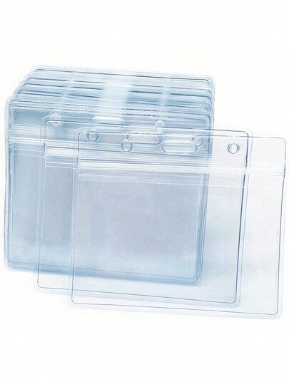 SHEIN 10pcs/20pcs/50pcs Clear Plastic Horizontal Name Badge ID Card Holders