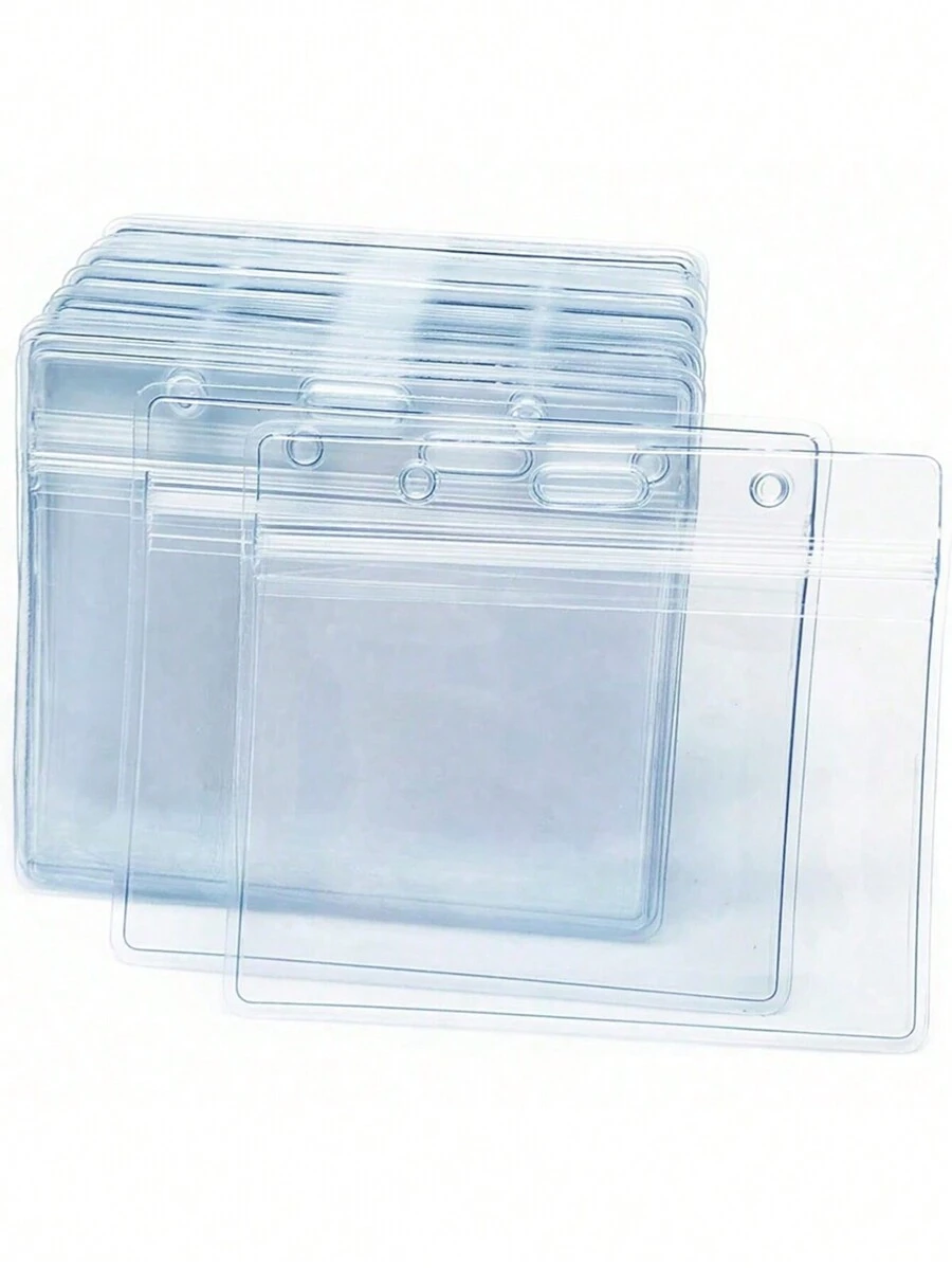 SHEIN 10 件/20 件/50 件透明塑料横向名牌身份证夹 - 無色 - 查看 1