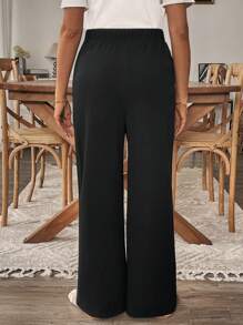 SHEIN Casual Versatile Solid High-Waisted Maternity Pants - Black - View 2