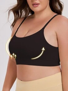 1 件女士加大码无缝无钢圈柔软舒适双层吊带文胸，提升