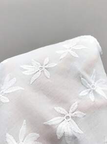 Chiquease Damen Ärmellos Vorderverschluss Lässig Stickerei Elegantes Kleid - Weiss - Übersicht 7