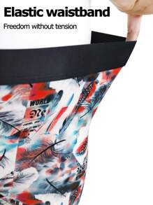 5pcs/Pack Men Tropical Plant Print Casual Boxer Briefs - Multicolor - View 5