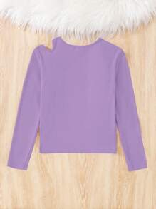 SHEIN Urban Chic Tween Girl Knit Crew Neck Long Sleeve Top - NOVA Store - Mauve Purple - View 2