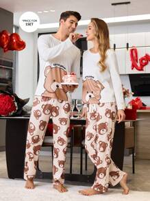 Cute Bear Pattern Men Pajama Set