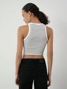 SHEIN BASICS Set de 2 tops casuales de punto de color liso con hombros descubiertos y recortados ajustados para mujer
