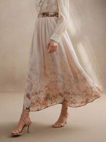 Anewsta 女装优雅轻奢高级雪纺定位印花花裙