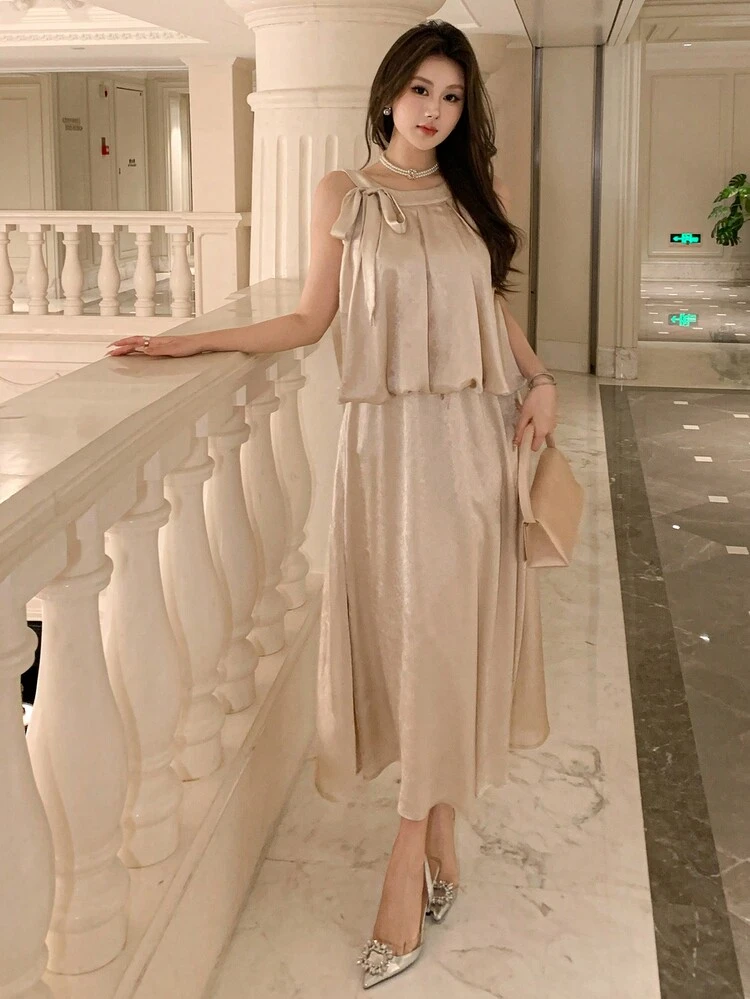 2pcs Women's Elegant Sleeveless Vest Set, For Party & Social Occasions, Spring/Summer