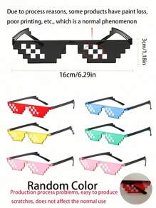 SHEIN 4pcs Party Sunglasses 8-Bit Pixelated Mosaic Gamer Mlg Photo Prop Glasses For Adults And Teenagers - Multicolor - View 2