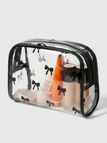 ROMWE Kawaii Modische, süße tragbare Make-up-Tasche mit Schleifen Muster