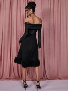COSMINA Women's Off Shoulder Long Dress, Black