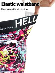 4pcs/Set Men's Printed Patchwork Casual Boxer Briefs