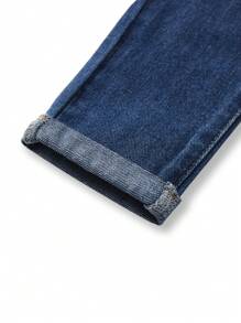 SHEIN Artist Young Girls Dark Blue Cowgirl Denim Jeans, Suitable For All Seasons - Dark Wash - View 6