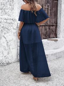 Breezaya Robe casual femme couleur unie épaules dénudées avec auto-attache devant
