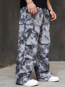 Manfinity LEGND Plus Size Men's Casual Straight Leg Tie Front Pocket Pants