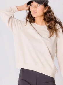 Aralina 超级拉绒轻质奶油色图案圆领羊毛休闲运动衫 - 灰色 - 查看 7